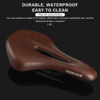 Bike Saddle PU Leather Comfortable Soft MTB Road Bicycle Seat One-Piece Hollow Breathable Shockproof Outdoor Cycling Cushion