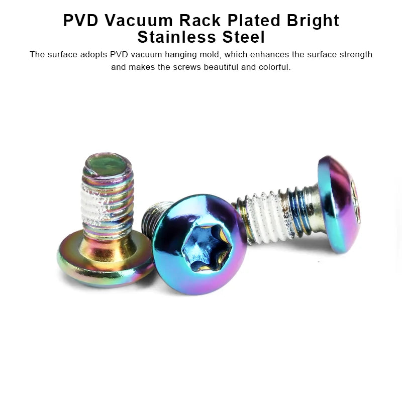 12Pcs Bicycle Disc Brake Screw M5X10mm T25 Plating Titanium Colorful MTB Bike Color Non-slip Disc Screw Cycling Accessories