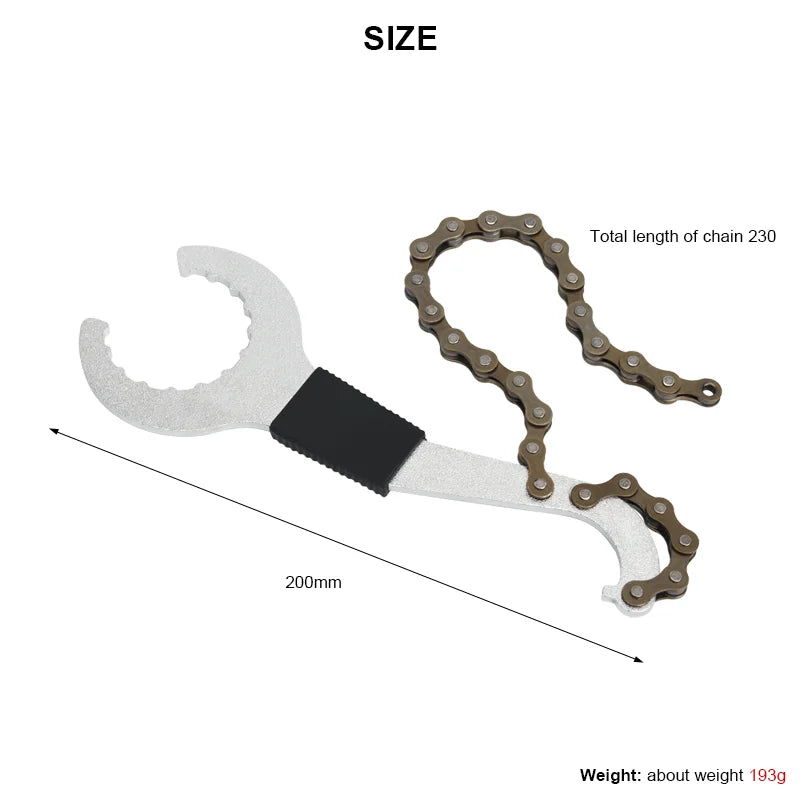 3 In 1 Bicycle Cassette Flywheel Removal Tool With Chain Whip Sprocket Wrench MTB Road Bike Bottom Bracket Remover BB Spanner