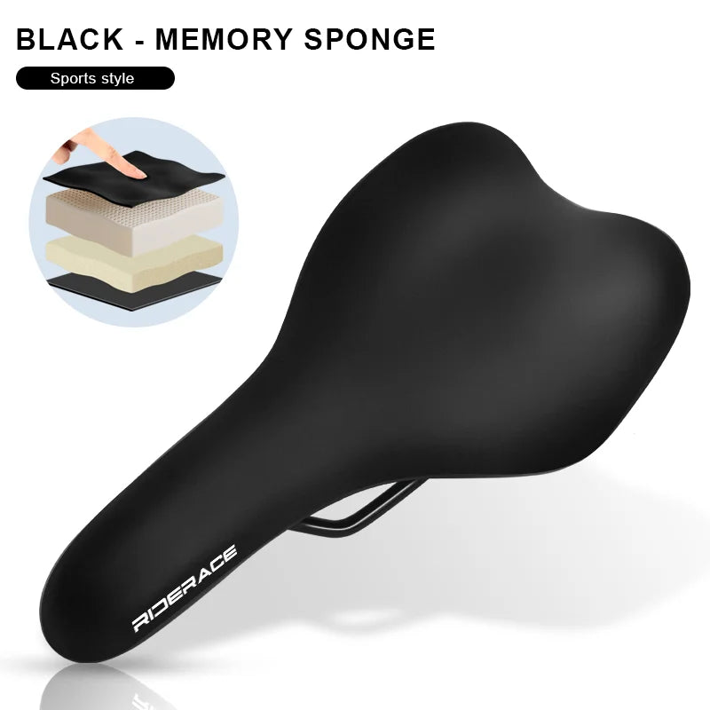 Bicycle Saddle Widen Thicken Ergonomic Soft MTB Mountain Road Bike Seat Shock Absorbing Comfortable Pu Leather Cycling Cushion