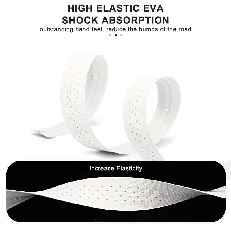 1Pair Road Bike Handle Bar Tape Perforated Breathable PU EVA Bicycle Handlebar Tape Anti-Skid Shock Absorbing With 2 Bar Plugs
