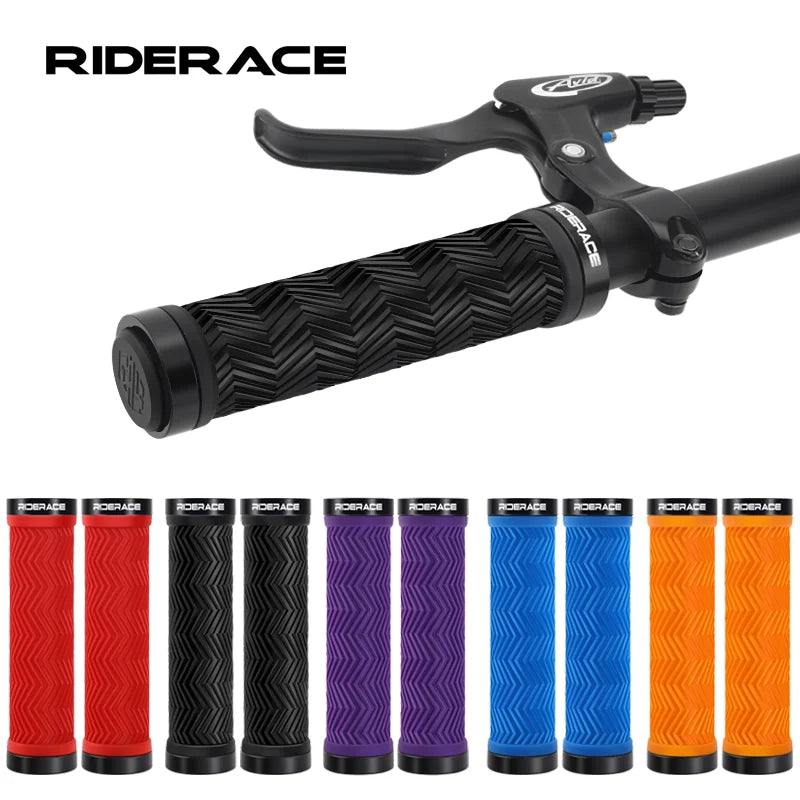 MTB Bike Handlebar Grips TPR Rubber Non-slip Comfortable Aluminum Alloy Lock On Bicycle Handlebar Cover Cycling Accessories