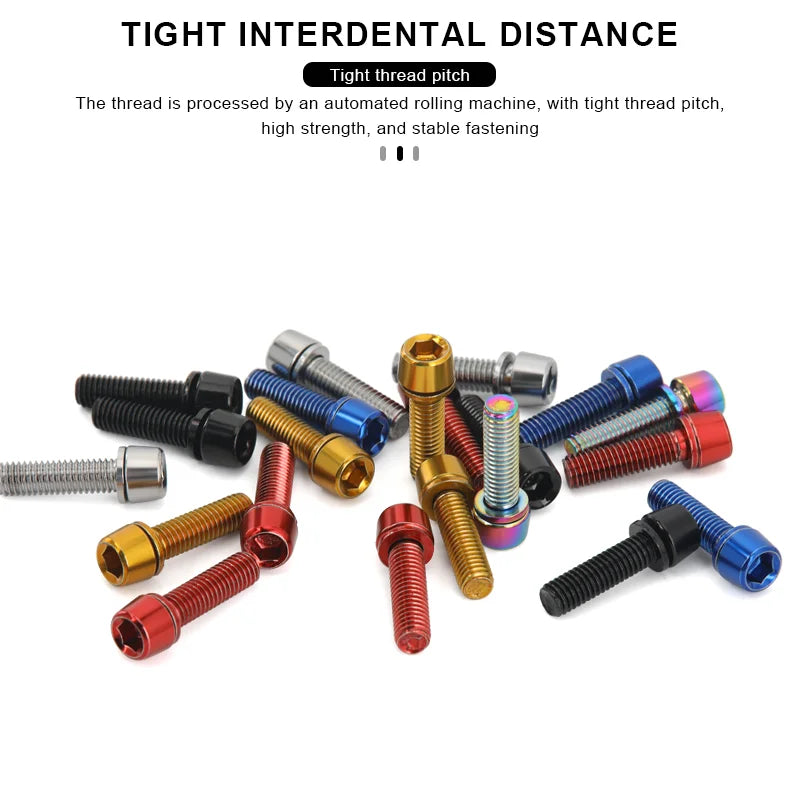 6Pcs Bicycle Handlebar Stem Screw With Washer M5*18mm Alloy Steel Hexagon Bolts MTB Road Bike Stem Bolts Colorful Fixing Screws
