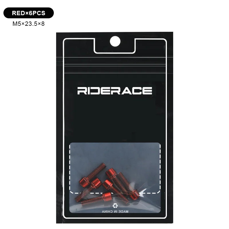 6Pcs Bicycle Handlebar Stem Screw With Washer M5*18mm Alloy Steel Hexagon Bolts MTB Road Bike Stem Bolts Colorful Fixing Screws