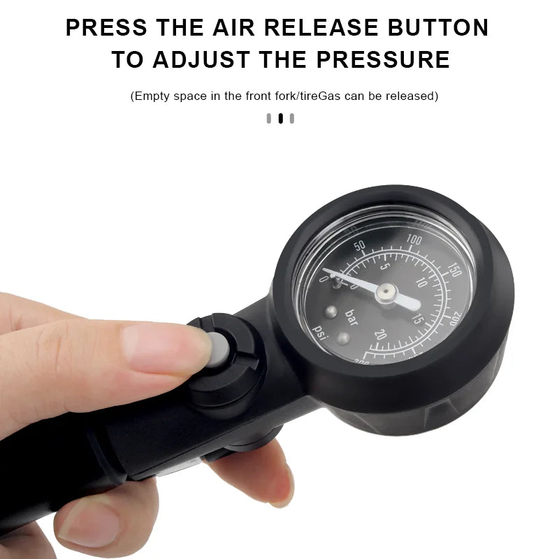 Bike Shock Pump 300PSI Pressure With Gauge Bicycle Air Pump Schrader Presta Cycling Front Fork Shock Absorber Rotatable Hose