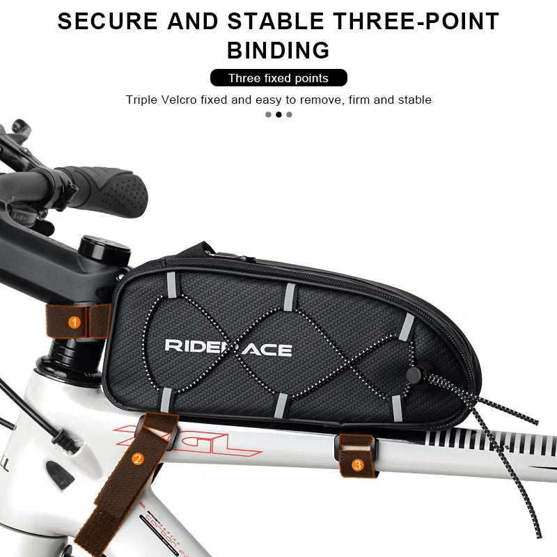 Bicycle Bag PU Rainproof Waterproof MTB Road Bike Top Tube Bag Portable Large Capacity Frame Pannier Outdoor Cycling Accessories