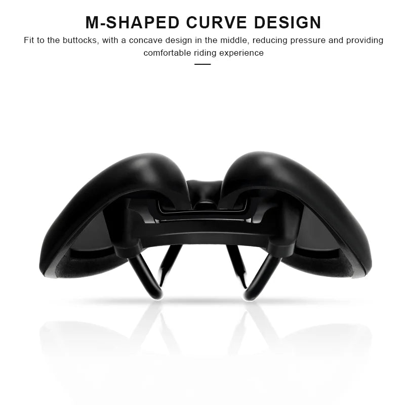 Bicycle Saddle Hollow Breathable PU Leather Mountain Road Bike Seat Thicken Soft Comfortable Racing Cushion Shock Absorption