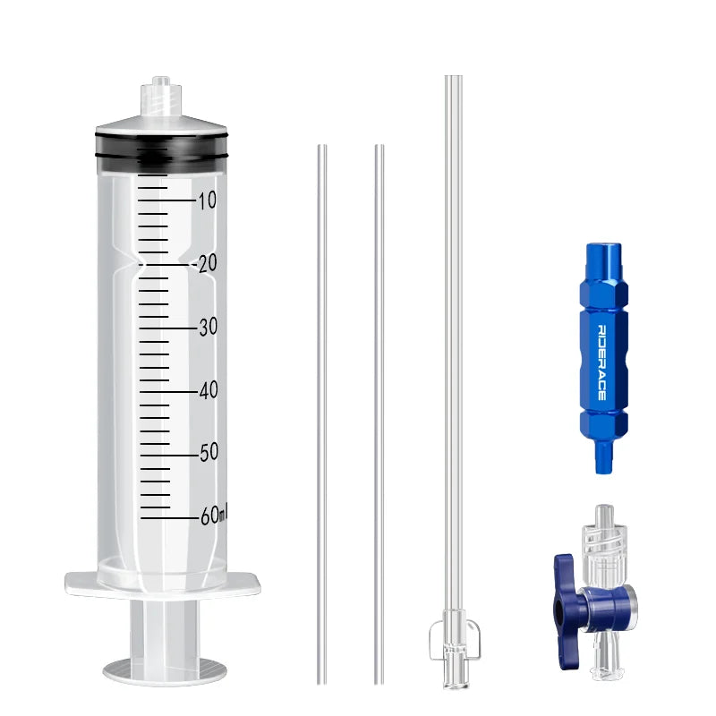 Bicycle Tubeless Tyre Sealant Injector Injection Tool Schrader Presta Valve Core Removal Tool 60ml Syringe Rubber Hose Kit