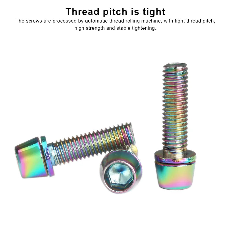 6Pcs Bicycle Handlebar Screws M5*18MM Alloy Steel Titanium-Plated Colorful Screws Mountain Bike Handle Bar Stem Riser Screw