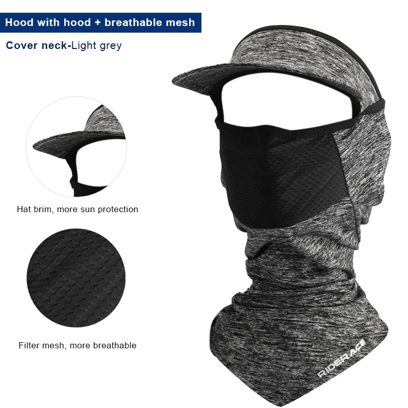 With Brim Cycling Headgear Ice Silk Sunscreen MTB Bike Hat Summer Cool Fishing Cap Breathable Full Face Mask Bicycle Equipment