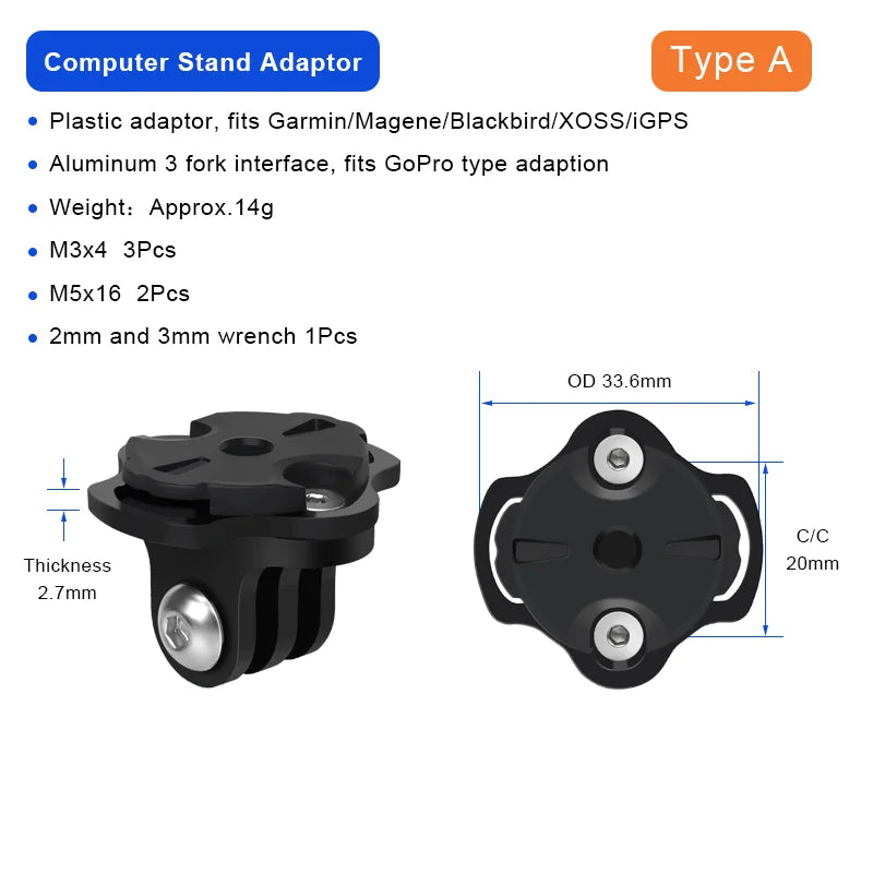 Bicycle Computer Holder Base Bike Gopro Camera Mount Holder Bracket Adapter Cycling Headlight Bracket Convex Male Buckle Parts
