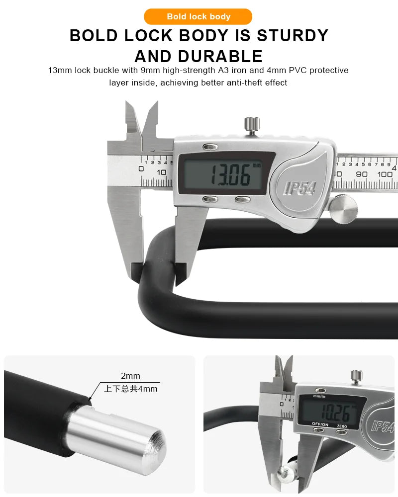 Bicycle Locks U Shape Multipurpose Anti-Theft Safe Alloy Lock Portable Reinforced With 2 Key For Electric Scooter MTB Motorbike