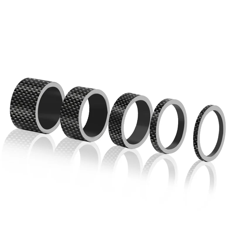 5Pcs/Set Bicycle Headset Stem Spacers Carbon Fiber 1/8" 28.6mm Mountain Road Bike Stem Washers Ultralight MTB Front Fork Washer