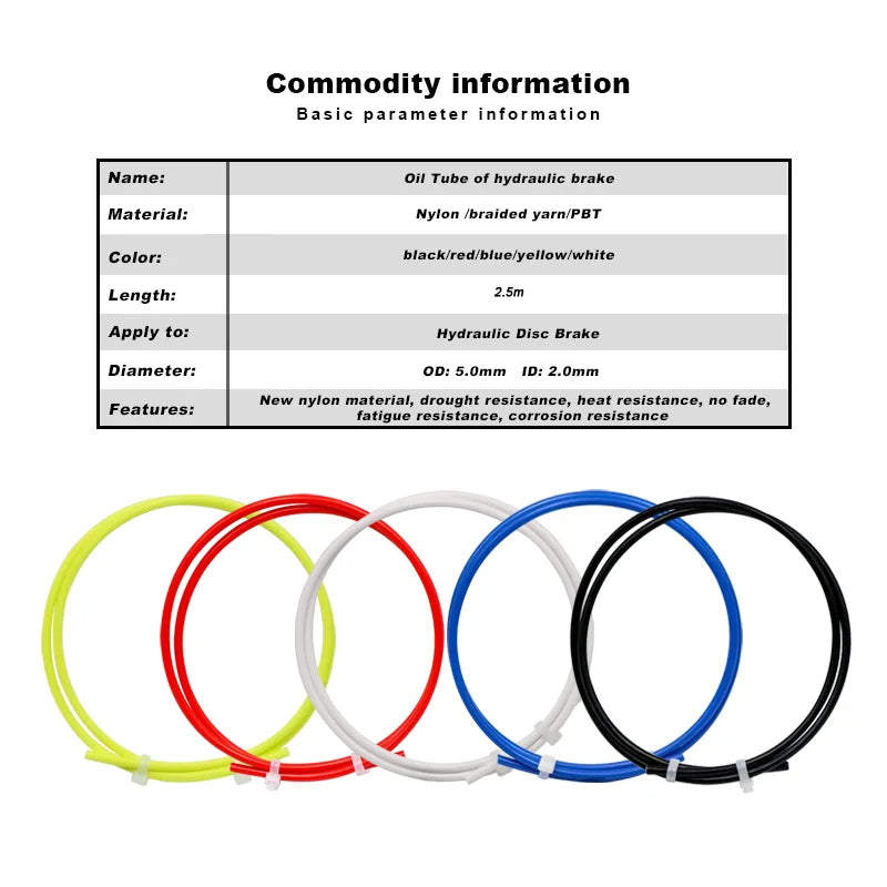 2.5m Bike Hydraulic Disc Brake Oil Tube Bicycle Disc Brake Hose Connector Insert And Olive Set BH59 BH90 MTB Brake Hose Kit