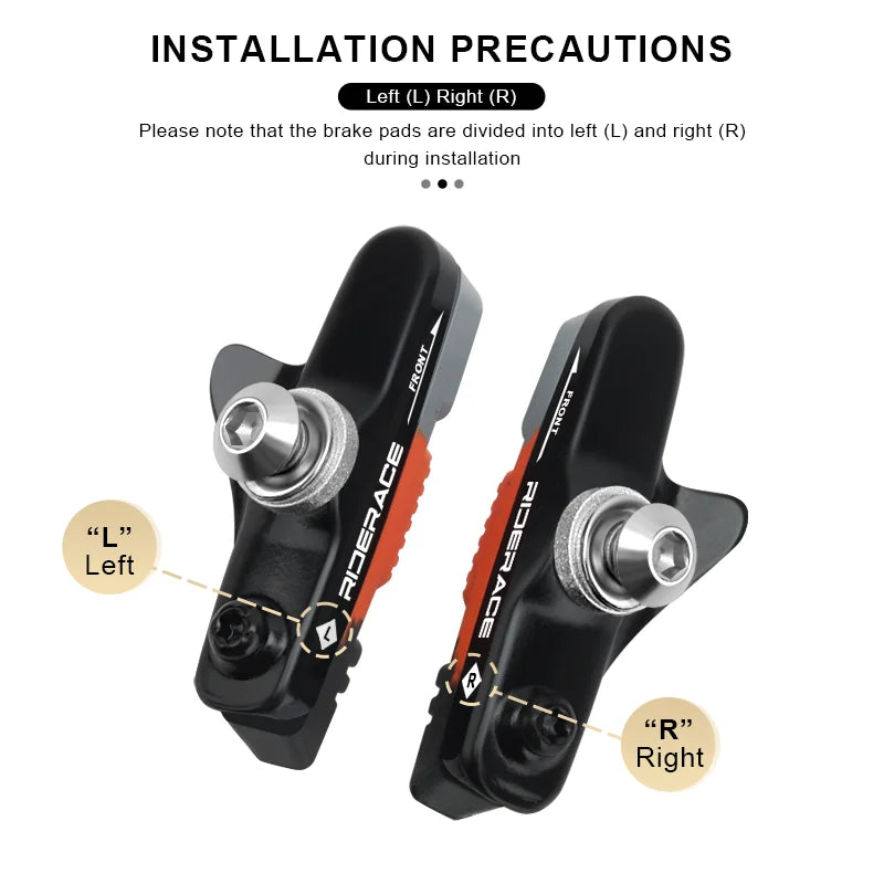 Bike Brake Shoes With Mud Trough Silent Aluminum Alloy Rim Friction Wheel Brake Bicycle Brake Pads Replaceable Rubber Sheet