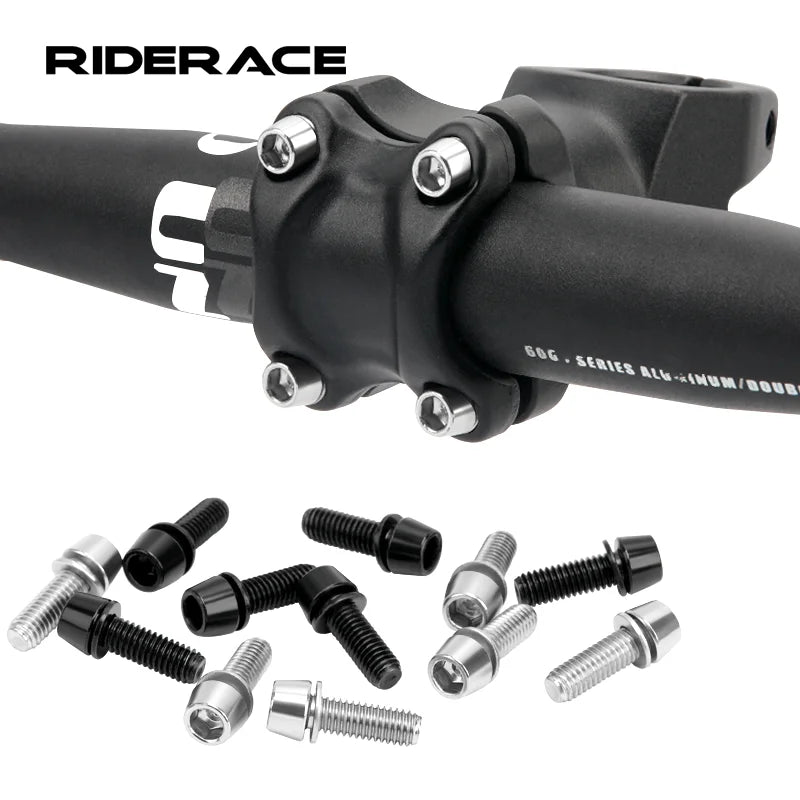 6Pcs Bicycle Stem Bolts M6X18mm Steel Hexagon Screw Disc Brake Caliper Bolts Bike Handlebar Screw With Washer Cycling Parts