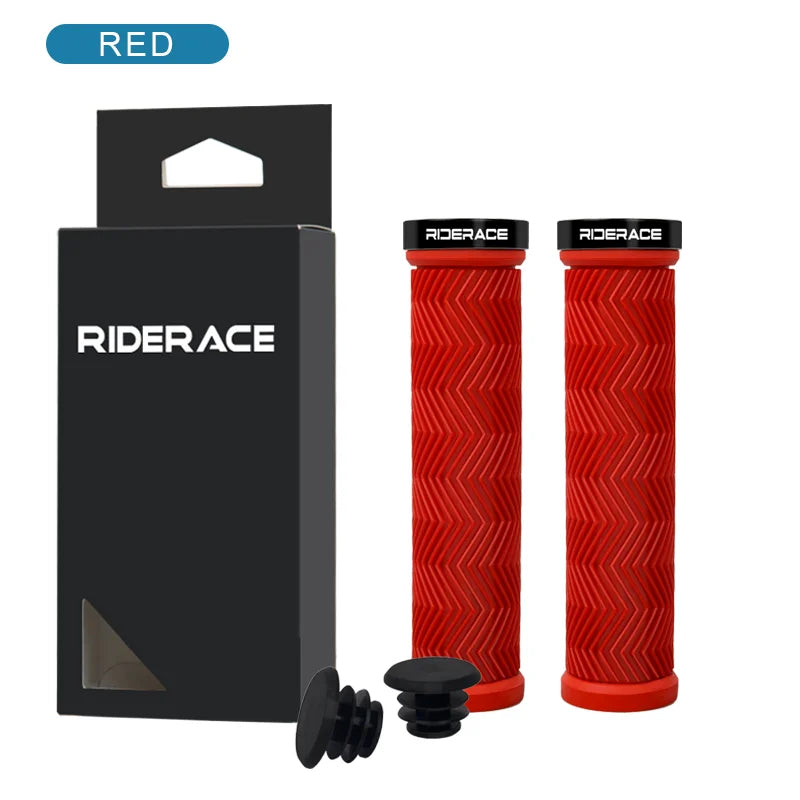 Bicycle Handlebar Grips Non-Slip Shockproof Comfortable Rubber Mountain Bike Handlebar Cover Ergonomic MTB Cuffs Lock On Ring