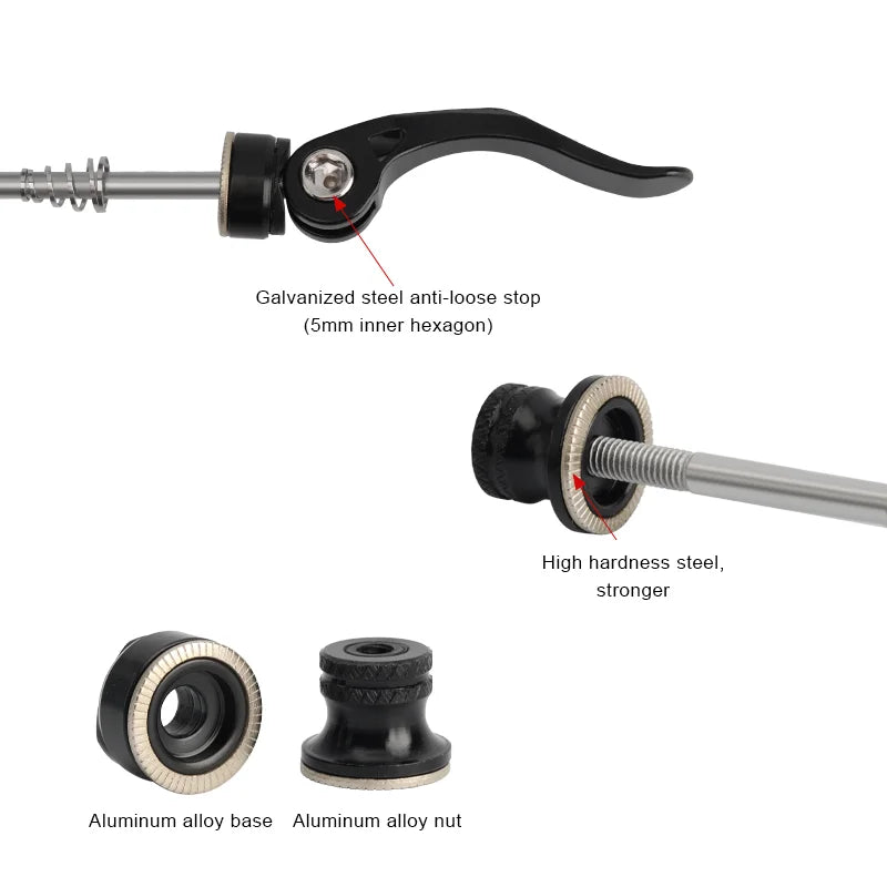 2Pcs Bike Quick Release Skewer Lever Aluminium Alloy Bicycle Hub Quick Release Skewers Lever Wheels Locking Cycling Accessories