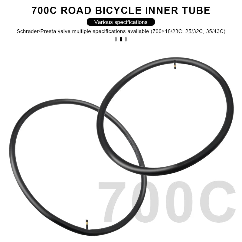 2Pcs Bicycle Inner Tube For AV FV Schrader Presta Valve 700C 18 23 25 28 32 35 43C 48/60mm Bike Inner Tube Cycling Accessories