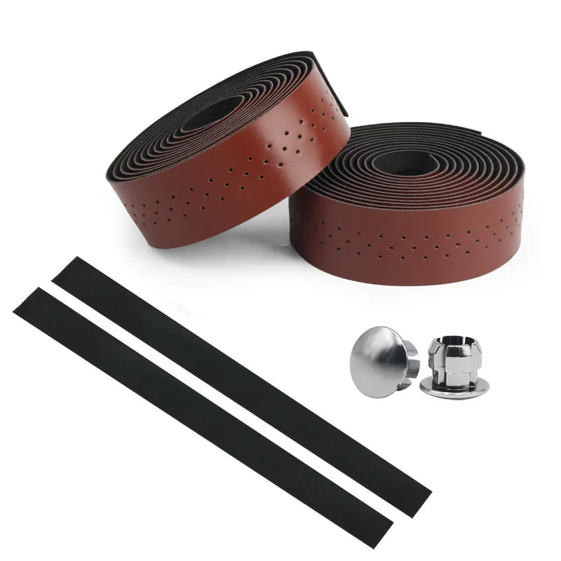 Bicycle Handlebar Tape MTB Road Bike PU Leather Perforated Belt Breathable Cycling Handle Bar Wrap Straps Fixed Gear Belt
