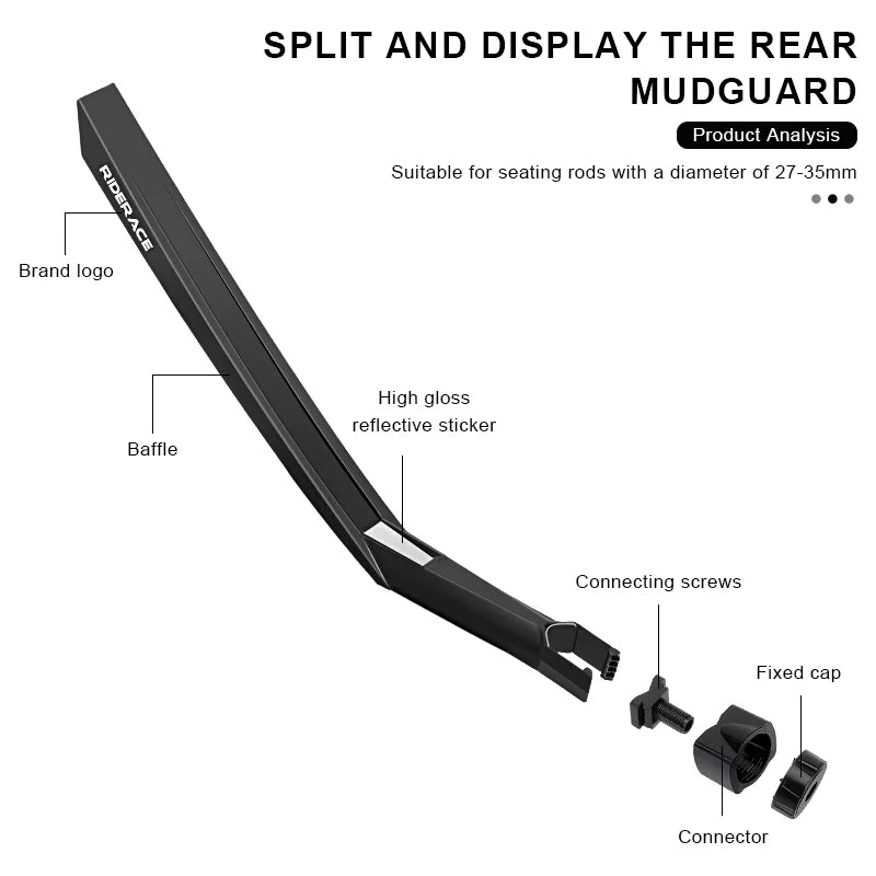 Bicycle Mudguard Quick Release Longer Wider Reflective Road Bike Rear Fender Lightweight PP Soft Plastic Cycling Accessories