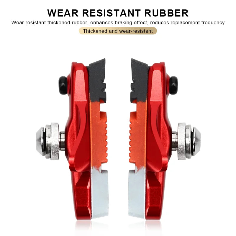 Bike Brake Shoes With Mud Trough Silent Aluminum Alloy Rim Friction Wheel Brake Bicycle Brake Pads Replaceable Rubber Sheet