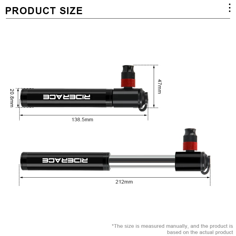 Mini Bike Pump Aluminum Alloy Portable Hand Tire Tube Inflator For Schrader Presta Valve AV FV MTB Road Bicycle CO2 Air Pump