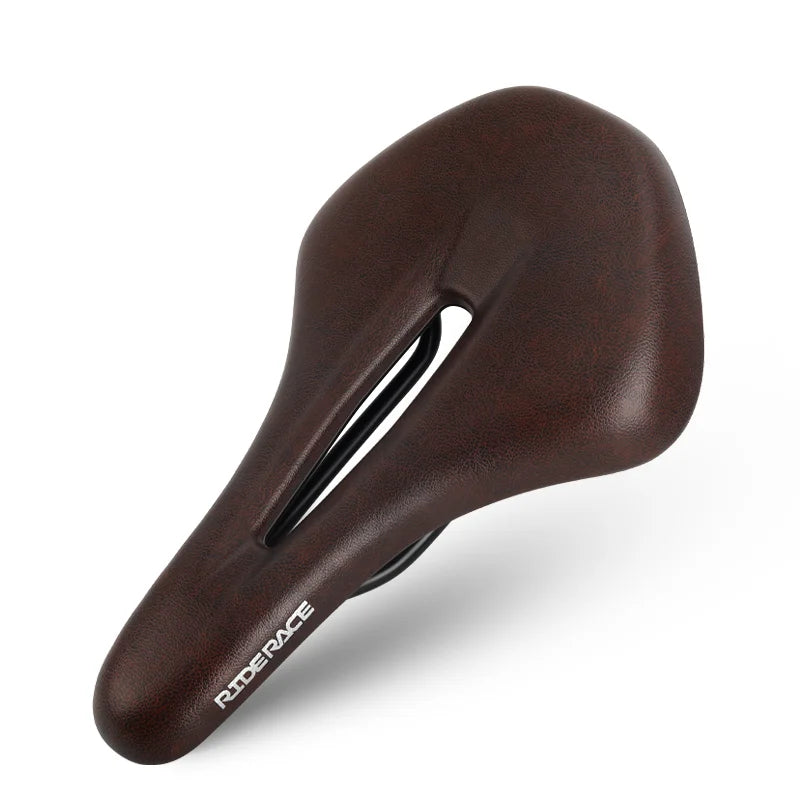 Bike Saddle PU Leather Comfortable Soft MTB Road Bicycle Seat One-Piece Hollow Breathable Shockproof Outdoor Cycling Cushion