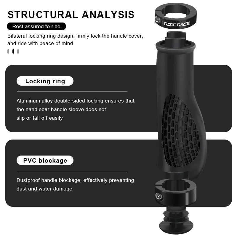 1 Pair Bicycle Grips Aluminum Alloy Dual Lock Ring Mountain Bike Handlebar Grips Ergonomic Comfortable Non-Slip Shockproof