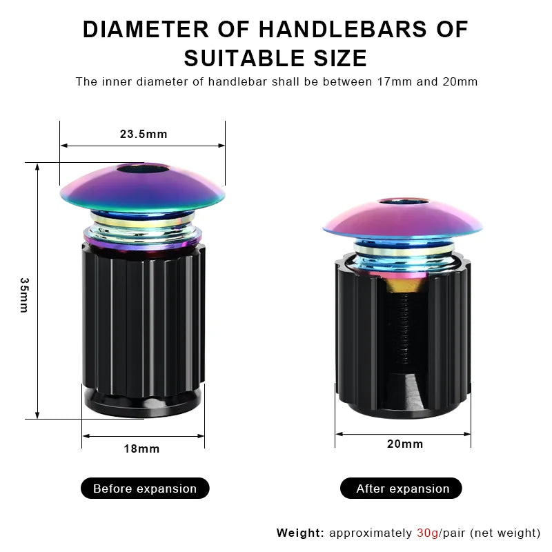 1 Pair Bike Handlebar End Plugs Multi-Color Aluminum Alloy Mountain Road Bicycle Handlebar Grips Plugs Caps MTB Accessories