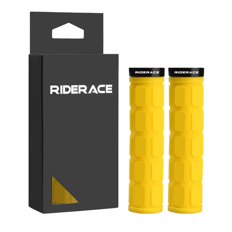 Bicycle Handlebar Grips Rubber Ergonomic Anti-Slip Shock Absorption Mountain Bike Handlebar Cover Aluminum Alloy Lock Ring