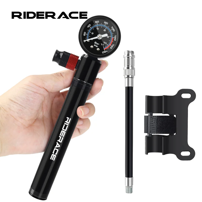 Portable Bicycle Pump 160PSI High Pressure With Gauge MTB Road Bike Hand Tire Air Inflator For AV FV Presta Schrader Valve