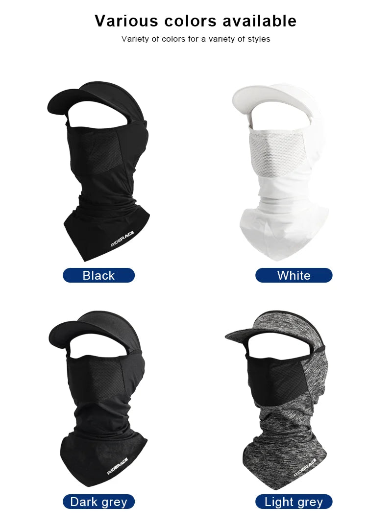 With Brim Cycling Headgear Ice Silk Sunscreen MTB Bike Hat Summer Cool Fishing Cap Breathable Full Face Mask Bicycle Equipment