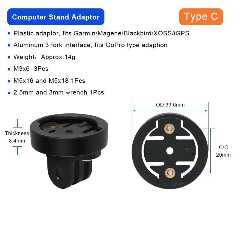 Bicycle Computer Holder Base Bike Gopro Camera Mount Holder Bracket Adapter Cycling Headlight Bracket Convex Male Buckle Parts