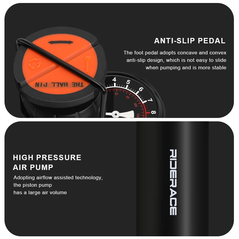 Bike Pump High Pressure Mountain Road Bicycle Foot Pumps Presta&Schrader Valve Ultralight Portable Household Cycling Air Pump