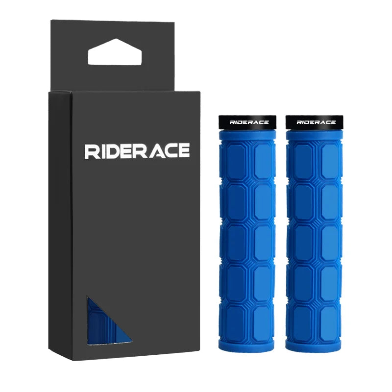 Bicycle Handlebar Grips Rubber Ergonomic Anti-Slip Shock Absorption Mountain Bike Handlebar Cover Aluminum Alloy Lock Ring