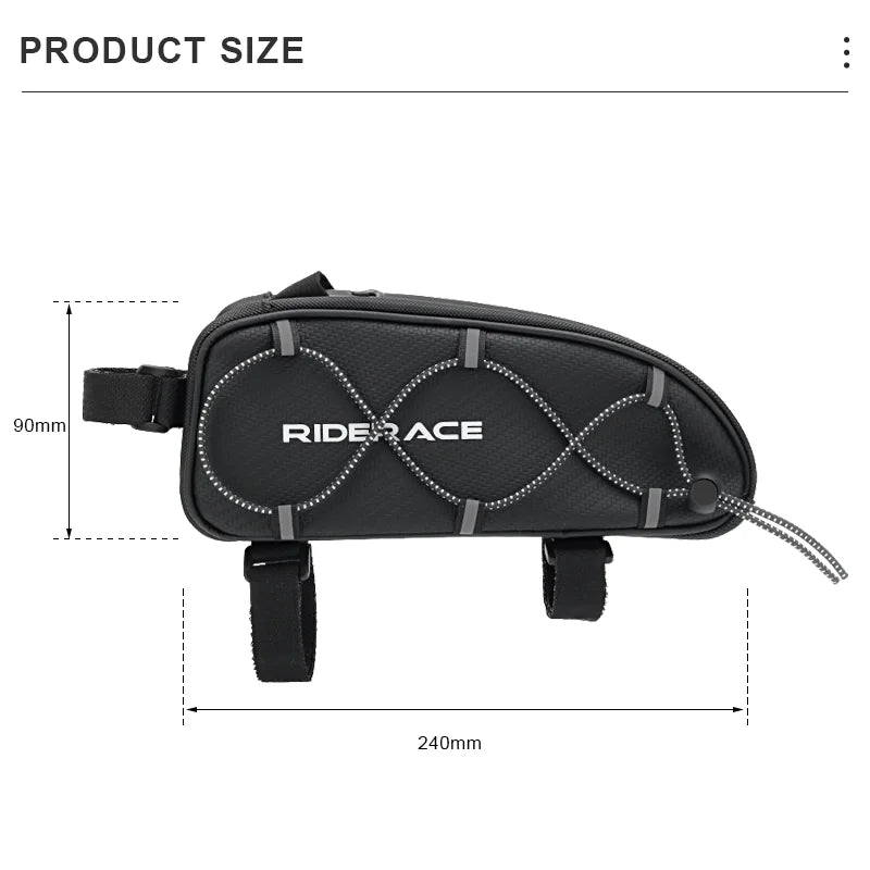 Bicycle Bag PU Rainproof Waterproof MTB Road Bike Top Tube Bag Portable Large Capacity Frame Pannier Outdoor Cycling Accessories