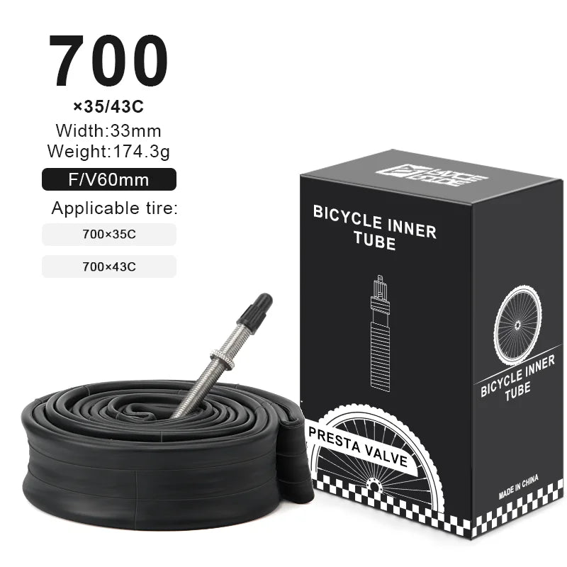 2Pcs Bicycle Inner Tube For AV FV Schrader Presta Valve 700C 18 23 25 28 32 35 43C 48/60mm Bike Inner Tube Cycling Accessories