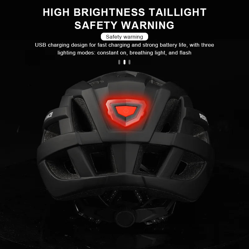 New Cycling Helmet With USB Rechargeable Tail Light Bike Safety Cap Lightweight Hollow Breathable Adjustable Bicycle Helmet