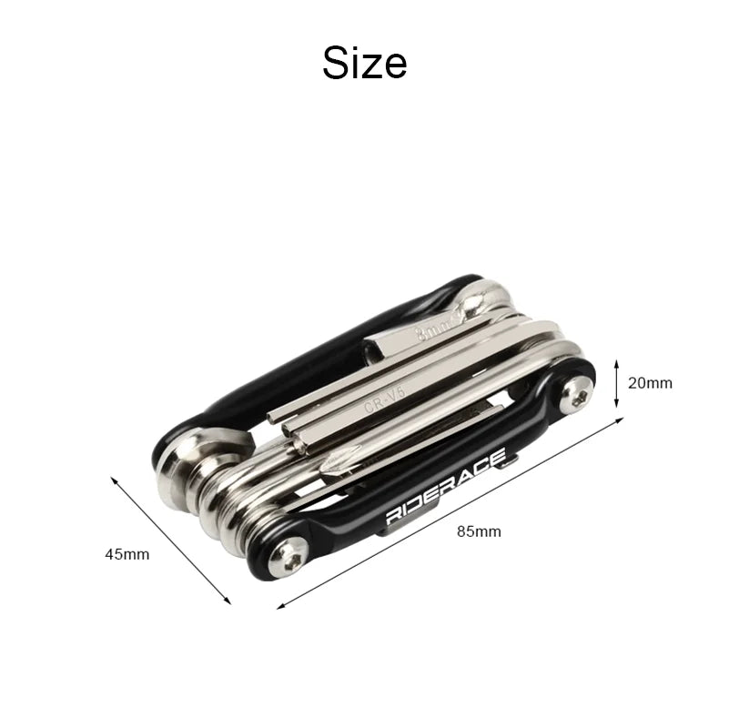 13 In 1 Bicycle Repair Tool Kit CR-V Steel Foldable Hex Spoke Wrench Screwdriver Multifunctional Chain Cutter Bike Multi Tool