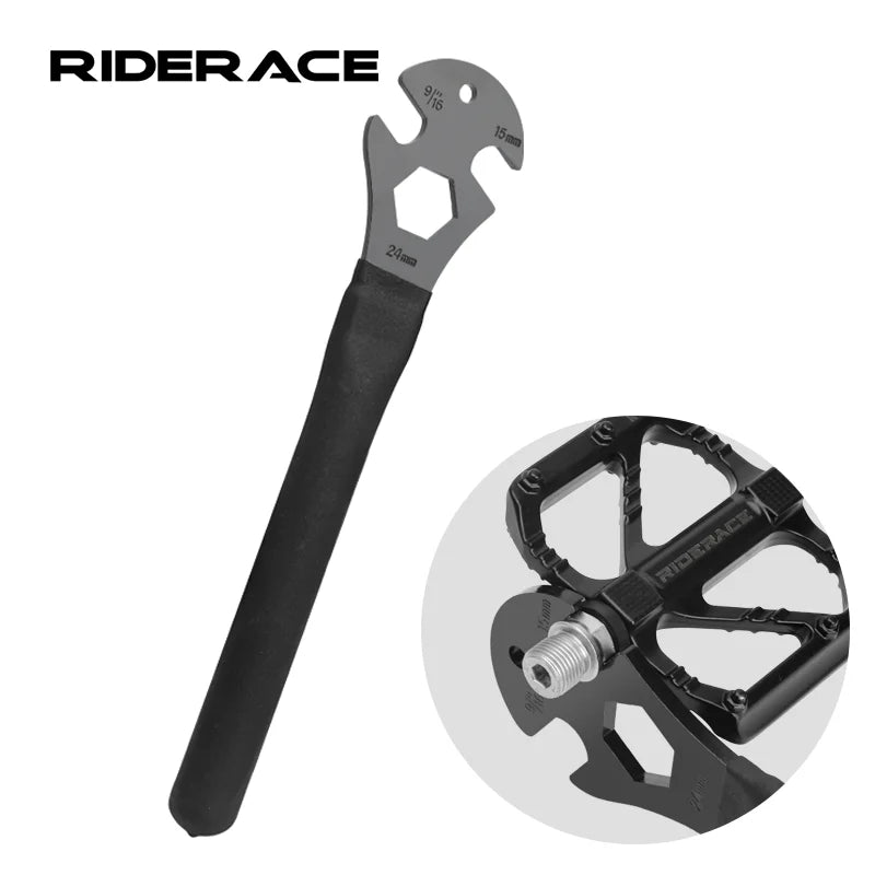 Bicycle Pedal Wrench Tool 9"16 15/24mm Sturdy Durable Stainless Steel MTB Road Bike Pedal Spanner Install Remover Repair Tool