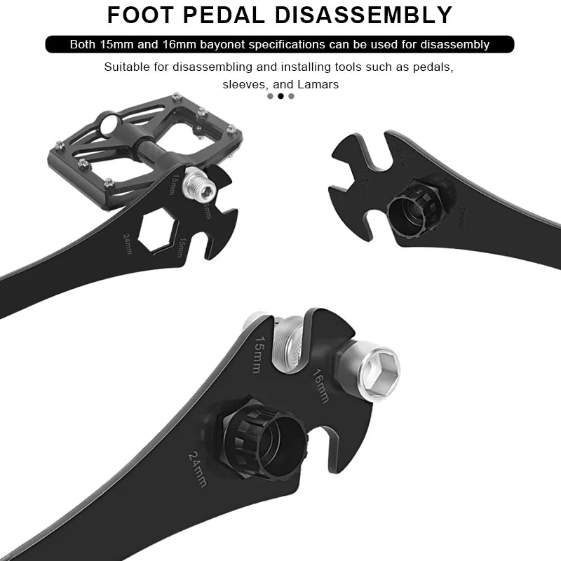 Bicycle Pedal Wrench Extra Long Handle Stainless Steel Sturdy Durable Bike Pedals Install Remover Removal Replace Repair Tool