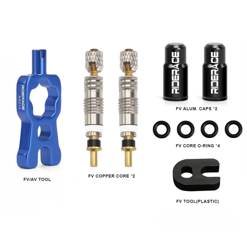 Bicycle Presta Tubeless Valve Core Kit Removable Aluminum Alloy Presta Valve Stem Caps Bike Tubeless Tire Valve Repair Tools