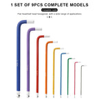 9Pcs Bicycle Inner Hexagonal Wrench S2 CR-V Steel Colorful Flat Ball Opening Wrench Bike Hex Key Set 1.5/2/2.5/3/4/5/6/8/10mm