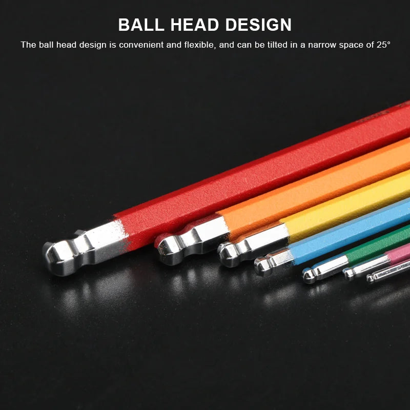 7Pcs Bicycle Hex Key Set Colorful Hexagon Spanner Flat Ball Opening Wrench MTB Road Bike Repair Tool Kit 1.5/2/2.5/3/4/5/6mm
