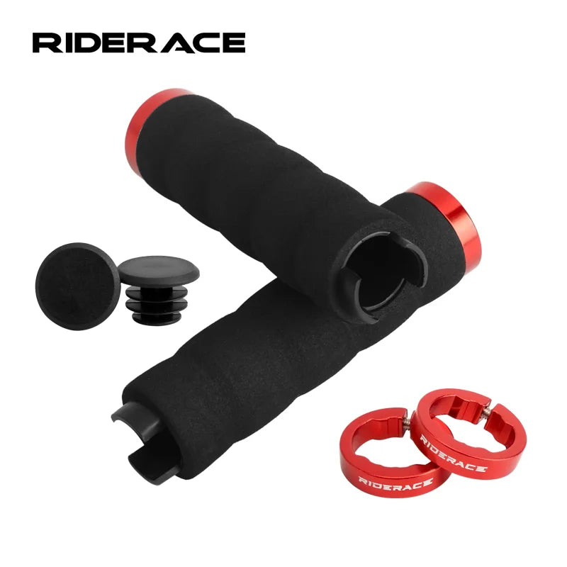 Bicycle Handlebar Cover High-Density Sponge Aluminum Alloy Lock Ring Mountain Bike Grip Ultraight Soft Anti-Skid Shock-Absorbing