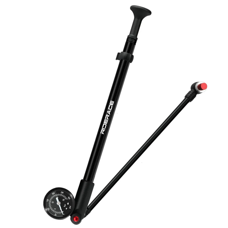 Bicycle Air Pump 300Psi High Pressure Schrader Presta Valve Bike Pump For Front Fork And Rear Suspension With Pressure Gauge