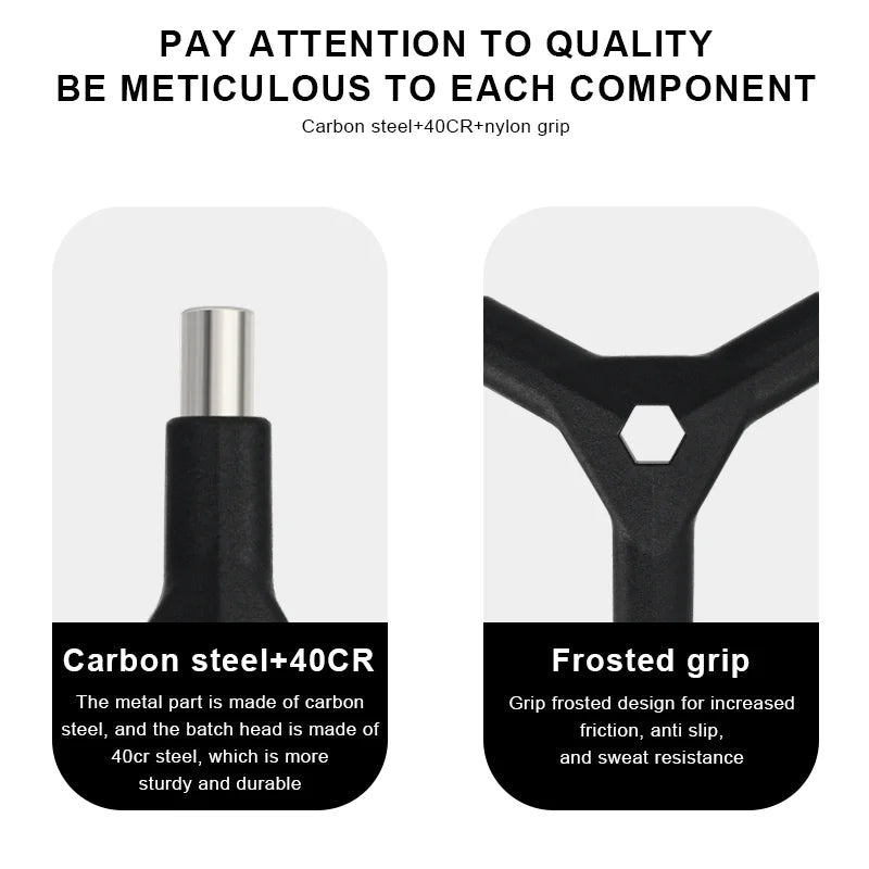 6 In 1 Bike Hex Allen Wrench Y Shape 3 Way Interchangeable Bits Carbon Steel Bicycle Hand Repair Tool Kit T25 PH2 Screwdriver