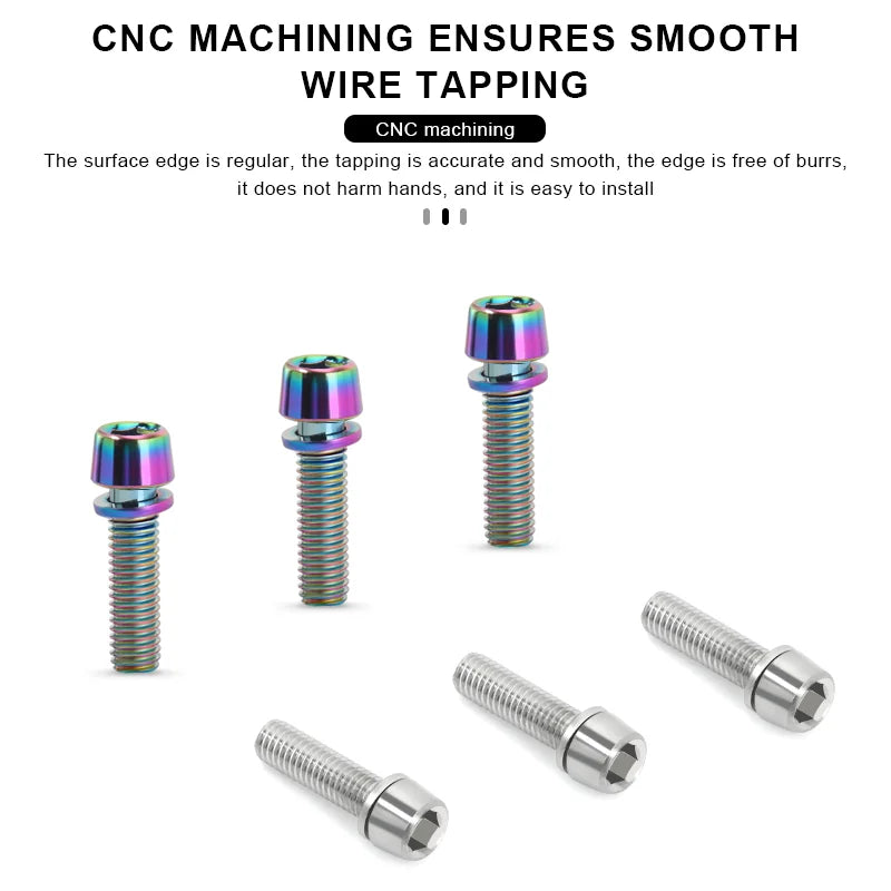 6Pcs Bicycle Handlebar Stem Screw With Washer M5*18mm Alloy Steel Hexagon Bolts MTB Road Bike Stem Bolts Colorful Fixing Screws