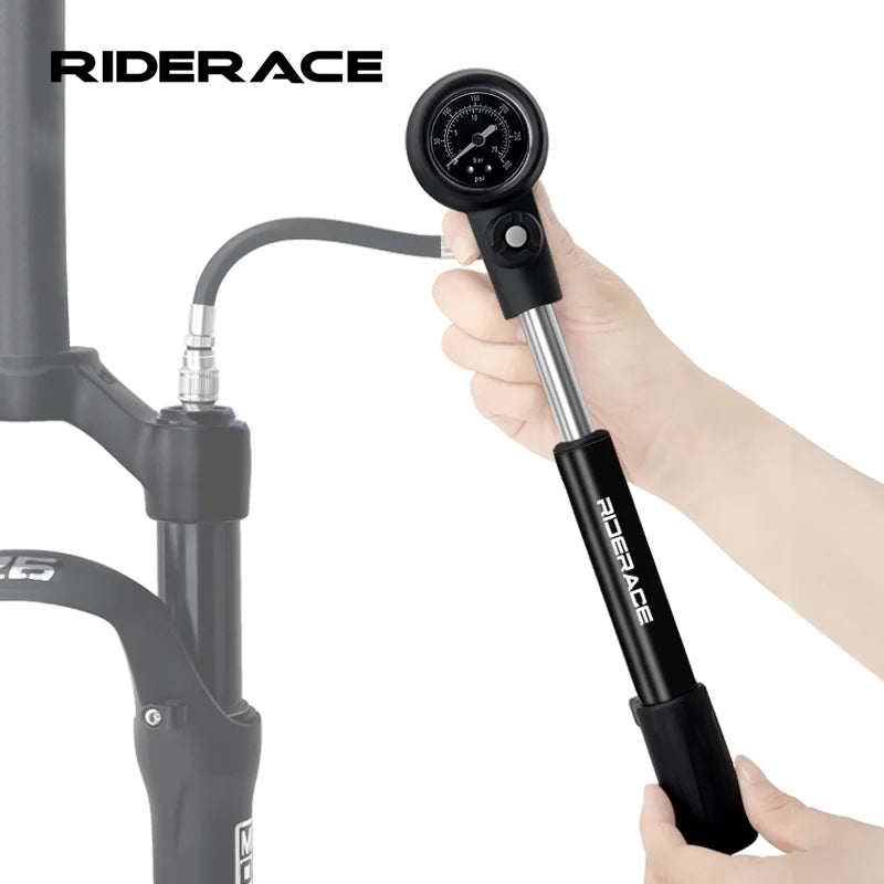 Bike Shock Pump 300PSI Pressure With Gauge Bicycle Air Pump Schrader Presta Cycling Front Fork Shock Absorber Rotatable Hose